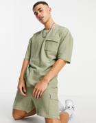 New Look T-shirt With Pocket In Khaki-green