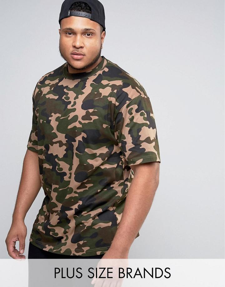Duke Plus Camo T-shirt In Khaki - Green
