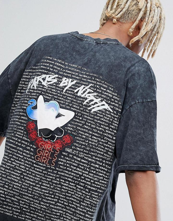 Sixth June Overesized Back Print T-shirt - Black