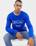 Jack And Jones Ninety Drop Shoulder Sweat - Blue