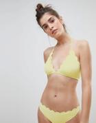 Warehouse Scallop Edge Triangle Bikini Top - Yellow