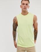 Asos Design Organic Relaxed Sleeveless T-shirt With Dropped Armhole In Pale Green - Green