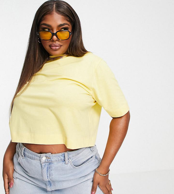 Collusion Plus Exclusive Boxy Short Sleeve T-shirt In Yellow-blues