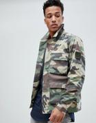 Jack & Jones Originals Camo Field Jacket With Badge Detail - Green