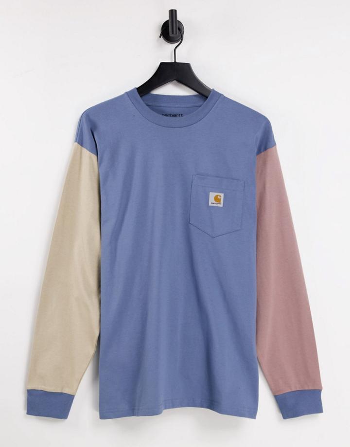 Carhartt Wip Triple Pocket Long Sleeve Sweatshirt In Blue Multi-blues
