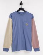 Carhartt Wip Triple Pocket Long Sleeve Sweatshirt In Blue Multi-blues