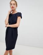 Closet London Tie Back Short Sleeve Dress In Navy