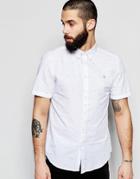 Farah Shirt With Dobby Pattern Slim Fit Short Sleeves - White