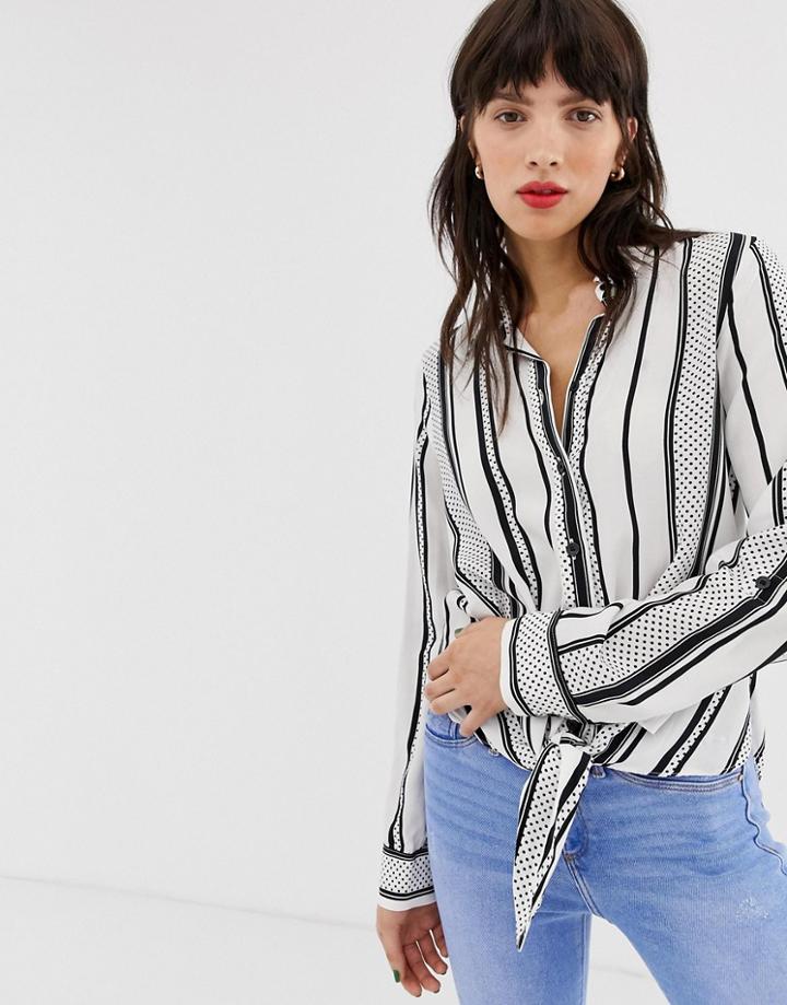 River Island Long Sleeve Shirt In Stripe-multi