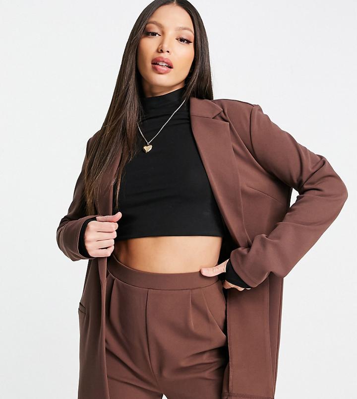 Asos Design Tall Jersey Oversized Suit Blazer In Mocha-brown