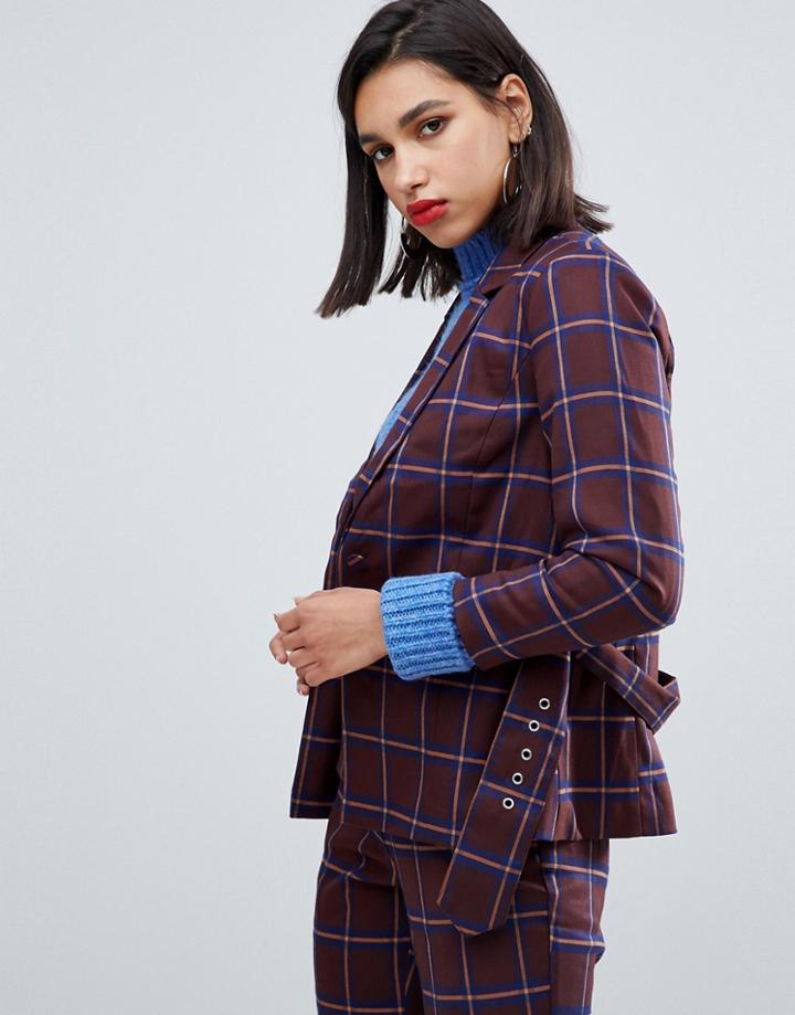 Y.a.s Belted Check Blazer Two-piece-multi