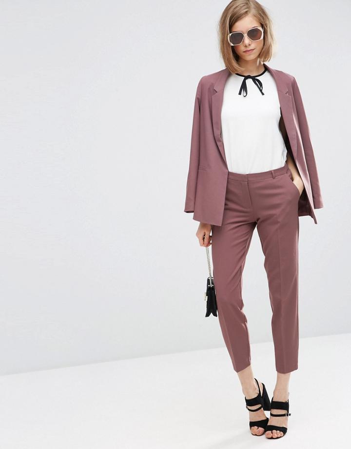 Asos Ankle Grazer Cigarette Pants In Crepe - Purple