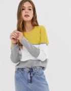 New Look Block Color Sweater In Yellow