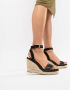 River Island Wedges With Laser Cut Details-black