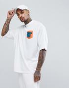 Asos Design Oversized T-shirt With Enjoy Yourself Printed Pocket - White