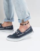 Asos Leather Anklet In Black With Anchor - Black