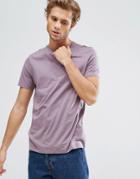 Asos Design T-shirt With Crew Neck In Purple - Purple