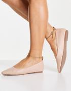London Rebel Anklet Pointed Ballets In Beige-neutral