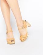 Swedish Hasbeens Natural Leather Peep Toe Super High Sandals - Natural