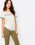 Esprit Embrodiered Folk Shell Top - Off White