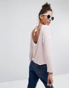 Monki Tie Back Long Sleeve Top - Pink