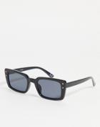 Asos Design Recycled Frame Mid Square Sunglasses With Metal Stud Detailing In Black