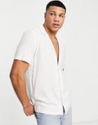 Topman Shirt With Extreme Deep Revere In White-neutral