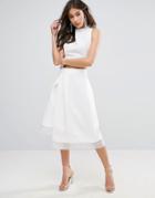 Asos Scuba Prom Skirt With Organza Trim - White