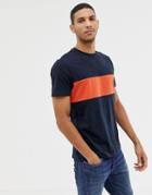New Look T-shirt With Orange Color Block - Navy