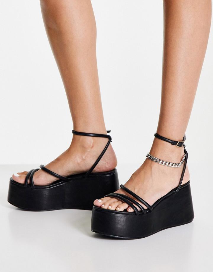 Truffle Collection Extreme Flatform Heeled Sandals In Black