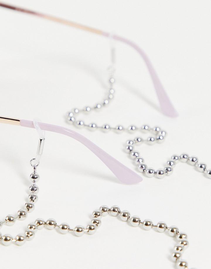 Asos Design Slim Sunglasses Chain With Ball Design In Silver Tone