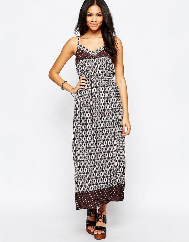 Brave Soul Border Print V Neck Maxi Dress