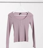 Vero Moda Petite Ribbed Top With Scoop Neck In Mauve-pink
