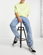 Asos Design Circular Rigid Slim Jeans In Flat Light Wash Blue-blues