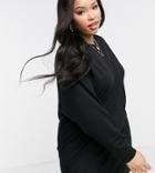 Asos Design Curve Seam Detail Sweatshirt Dress In Black