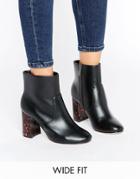Asos Erin Wide Fit Heel Detail Ankle Boots - Black