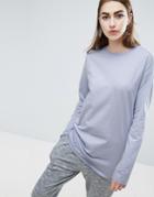 Asos Long Sleeve Longline T-shirt - Purple