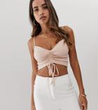 Parallel Lines Ruched Front Cami Crop Top