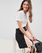Asos Design T-shirt Dress In Color Block Ditsy Print-multi