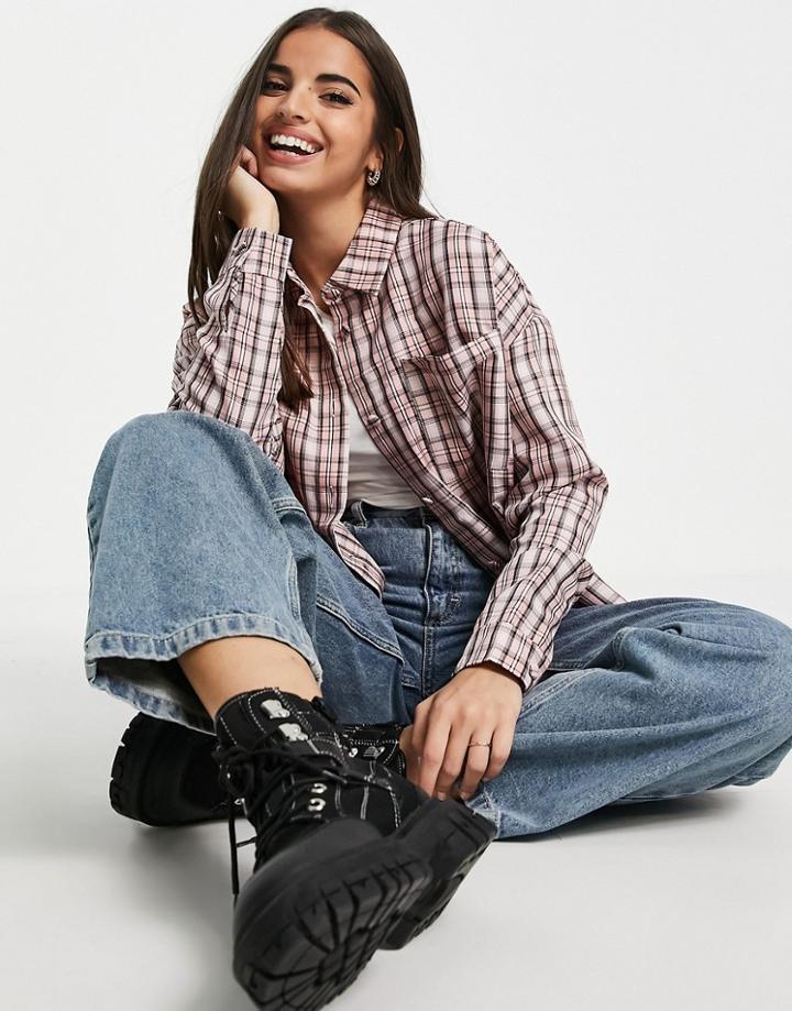 Daisy Street Relaxed Shirt In Pink Check - Part Of A Set-multi