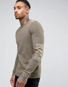 Asos Muscle Long Sleeve T-shirt With Pigment Wash In Waffle Fabric Wit