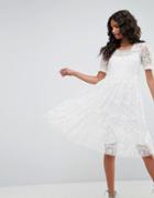 Needle & Thread Tulle Embroidery Dress - Cream