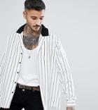 Reclaimed Vintage Inspired Revere Shirt In White Stripe Reg Fit - White