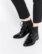 Asos Apple Of My Eye Leather Pointed Ankle Boots - Black
