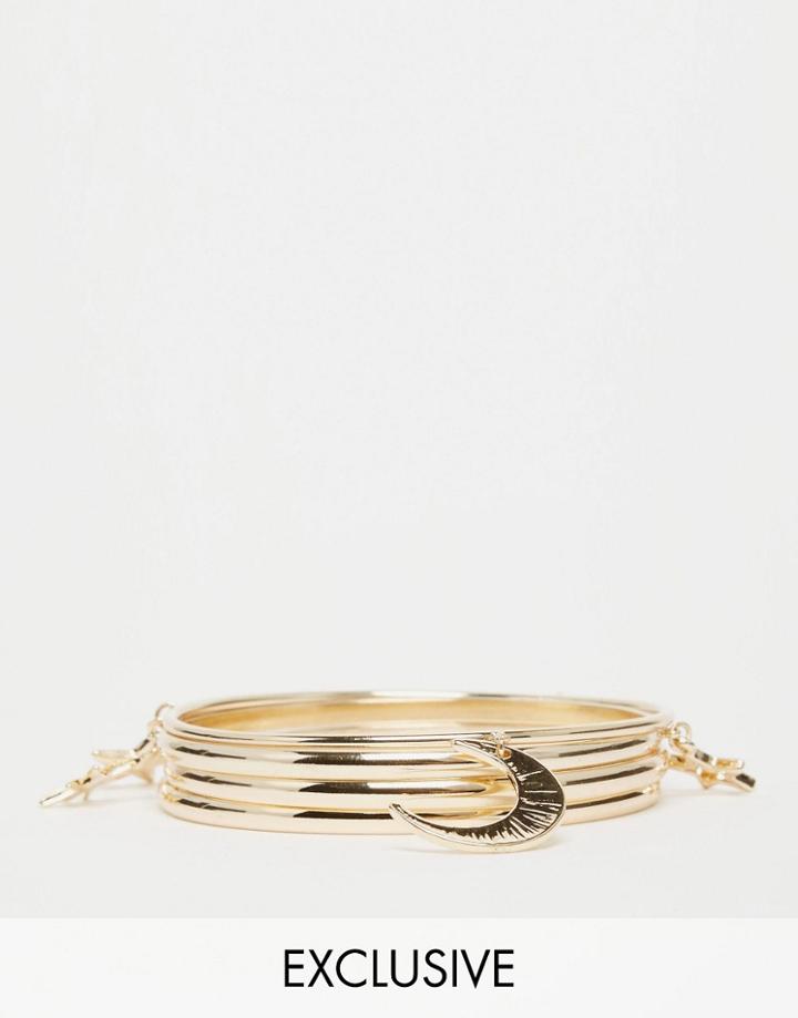 Monki Stacked Moon Charm Bracelet - Gold