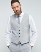 Selected Homme Skinny Wedding Vest In Cross Hatch - Gray