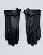Asos Leather Knot Bow Gloves - Black