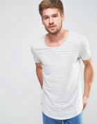 Esprit Stripe Scoop Neck T-shirt - Off White