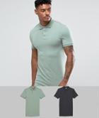 Asos Extreme Muscle Fit Longline Polo 2 Pack Save - Multi