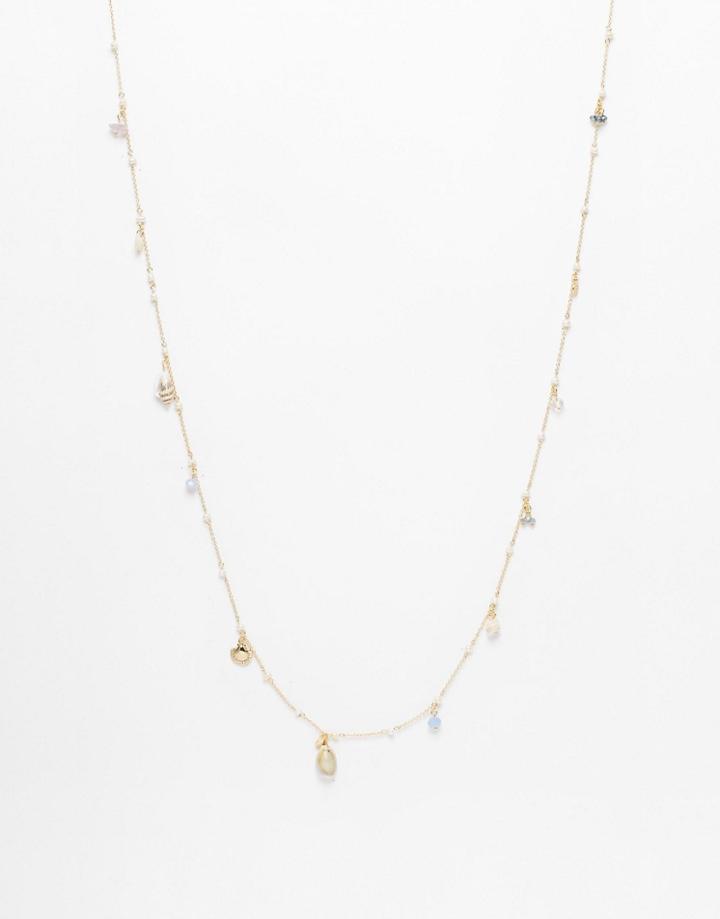 Orelia Cali Dreaming Multi Charm Rope Necklace - Pale Gold
